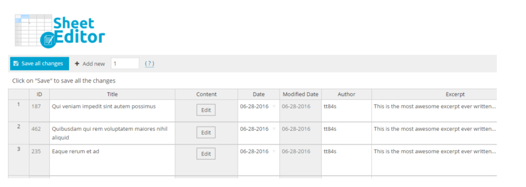 Bulk Edit Products for WooCommerce – WP Sheet Editor